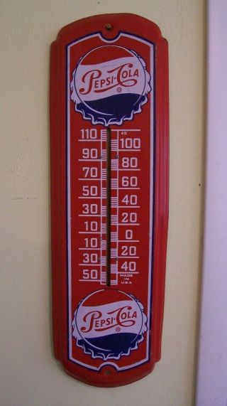 Vintage Pepsi - Cola Double Cap Thermometer - Metal Wall Hanger (no Thermometer)