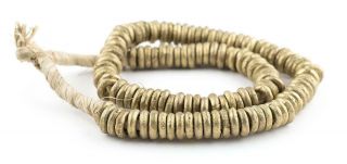 Nigerian Brass Donut Ring Beads 14mm African Large Hole 24 Inch Strand Handmade