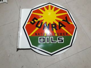 Porcelain Sunray Oils Sign Size 24 " X 26 " Inches Double Sided