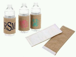 Monogrammed Burlap Coozie Water Bottle Or Can Wrap