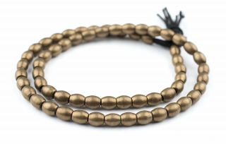 Smooth Oval Antiqued Brass Beads 6mm Large Hole 21 Inch Strand
