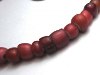 41 Rare Old Cranberry Red Venetian White Heart Antique Trade Beads