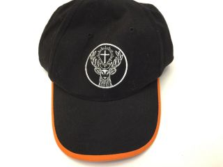 Jagermeister Hat Black Hat With White Logo & Orange Trim