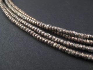 Vintage Silver Heishi Ethiopian Beads 2mm African White Metal 30 Inch Strand