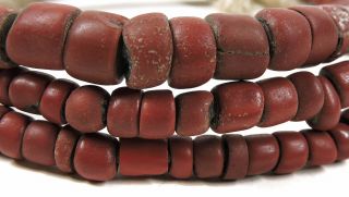 Greenhearts Venetian Trade Beads Red Africa 28 Inch