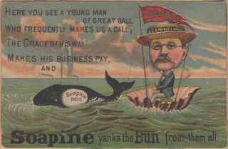 Victorian Trade Card - Soapine - Providence Ri - Teddy Roosevelt As " Prince Of Whales "