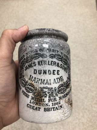 Antique Vintage James Keiller Son Dundee Orange Marmalade Jar 1ib