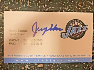 " Jerry Sloan " Signed Autographed Business Card Utah Jazz Head Coach