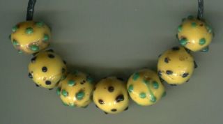 African Trade Beads Vintage Venetian Glass Beads Old Yellow Raised Mixed Eye