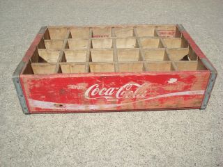 Coca Cola Red/white 24 Bottle Wood Crate Divided Carrier Case 1973 Marshall,  Mn