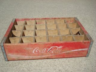 COCA COLA red/white 24 bottle wood crate divided carrier case 1973 Marshall,  MN 3