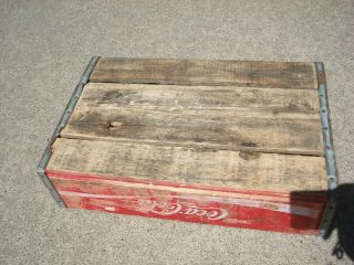 COCA COLA red/white 24 bottle wood crate divided carrier case 1973 Marshall,  MN 6