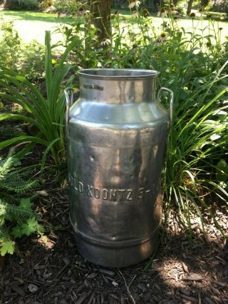 Vintage Antique Koontz Dairy Stainless Steel Milk Can Military 1964