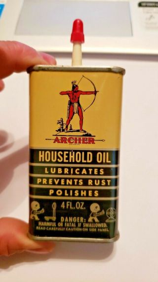 Vtg Archer 4oz Household Oil Can - Handy Oiler (nos)