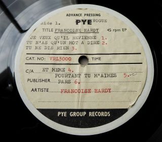 Francoise Hardy 1964 Debut Lp Uk Pye/vogue Test Press