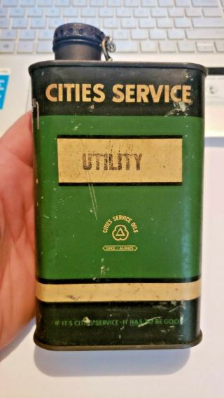 Rare Vintage Cities Service Oils Utility Pint Can Full