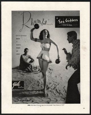 1947 Sea Goddess Rhumba 2 - Pg Vintage Ladies Swim Bathing Suit Fashion Print Ad