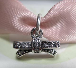 Pandora Sterling Silver 925 Ale Bow Tie Pendent Crystal Cz Dangle Charm
