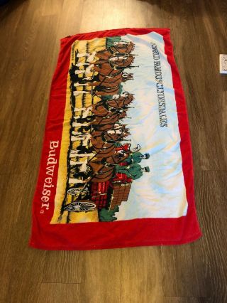 Vintage 80s 1986 Budweiser Clydesdale Beach Towel