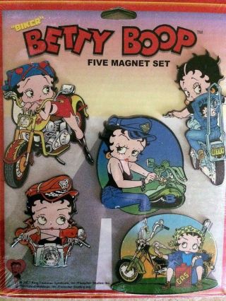 Betty Boop 5 Pc Biker Motorcycle Magnet Set Item
