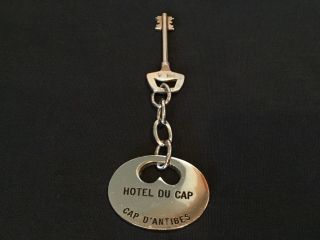 Vintage Hotel Du Cap France Room Key Chrome Metal Elizabeth Berkley Estate
