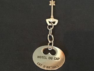 Vintage HOTEL DU CAP France Room Key Chrome Metal Elizabeth Berkley Estate 4