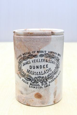 Vintage 2lb Size James Keiller Dundee Marmalade Maling Pot Jar - Crackle Glazed
