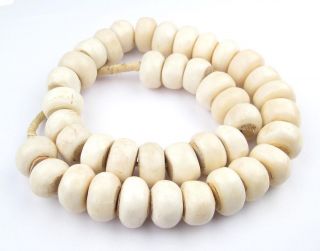 White Bone Beads Large 27mm Kenya African Round Large Hole 26 Inch Strand