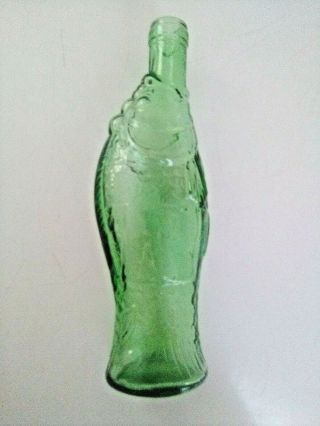Vintage Antinori Tuscany Italy Fish Shaped Green Wine Bottle Pressed Glass 1970s