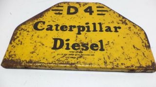 Vintage 1960 ' s Caterpillar D4 DIESEL Tractor Gas Oil Farm Metal Sign Part Ad old 3