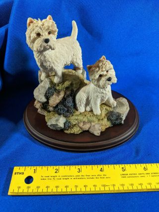 Sherratt & Simpson Westie Dog Figure Wood Stand Dogs On Rocks Vtg England