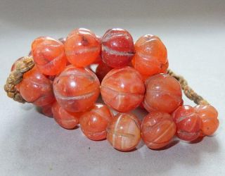 Etnhic Old Antique Red Agate Carnelian Melon Nagaland Himalayas Prayer Mala Bead