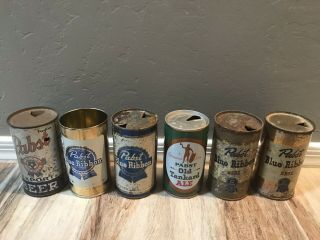 Vintage Pabst Blue Ribbon Beer Can Cans Total Of 6 Together