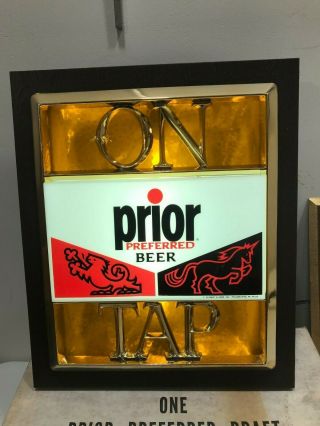 Vintage Schmidt ' s Prior Beer Lighted Sign NOS,  ON TAP,  & Prior Wall Sign 2