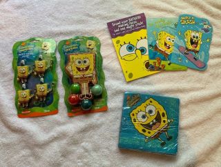 Spongebob Squarepants Party Favors,  Games,  3 Birthday Cards,  And Napkins