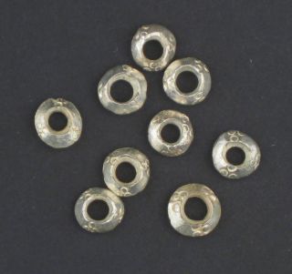 Silver Ethiopian Wollo Rings 9mm Set Of 5 African White Metal Large Hole