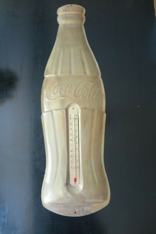 Vintage Coca - Cola Brass Bottle Shaped Thermometer