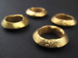 Brass Ethiopian Wollo Rings 22mm Set Of 4 African Large Hole Handmade