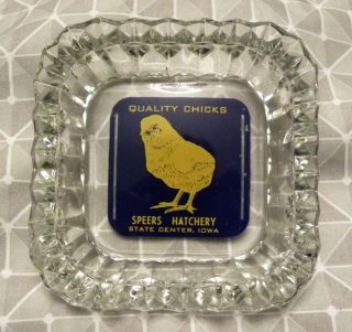 Vintage Speers Hatchery Quality Baby Chicks,  State Center,  Iowa Ia Ashtray,  Chicken