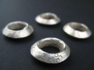 Silver Ethiopian Wollo Rings 22mm Set Of 4 African White Metal Large Hole