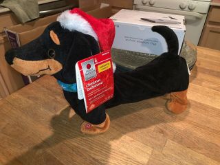 Dachshund Animated Dancing Dog Christmas Plush Holiday Home Up On The Housetop