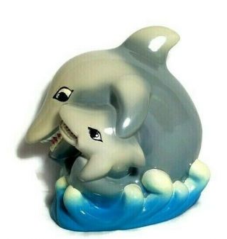 Baby Shark Mommy Shark Piggy Bank Coin Ceramic Dolphin Figurine Glass