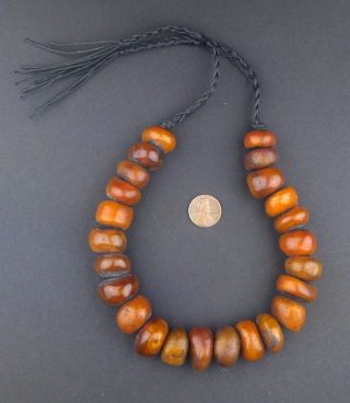 Moroccan Honey Amber Resin Beads Petite 21mm Morocco African Round Handmade