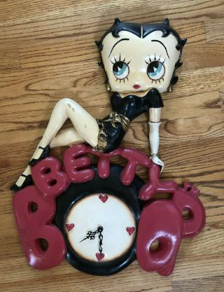 Large Dimensional Betty Boop Resin Wall Clock - Hard To Find