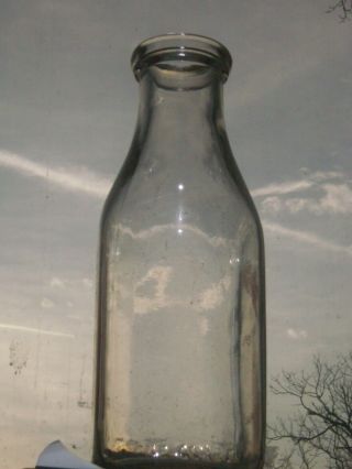 Vintage square 1 quart orange pyroglaze Hoffman ' s Dairy milk bottle.  Gratz,  Pa. 4