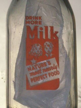 Vintage square 1 quart orange pyroglaze Hoffman ' s Dairy milk bottle.  Gratz,  Pa. 5