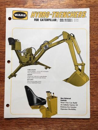 Vintage Ware Hydro - Trenchers Attachment For Caterpillar Brochure Digger