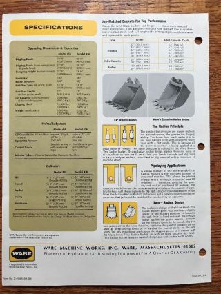 Vintage Ware Hydro - Trenchers Attachment for Caterpillar Brochure Digger 2