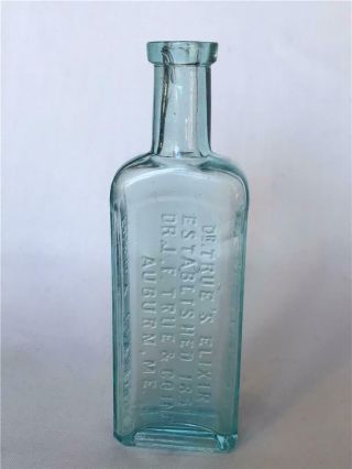 Antique Green Glass Medicine Bottle Dr.  True 