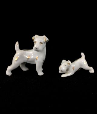 Germany Schnauzer Porcelain 2” Figurine Dog Puppy Pup German White Terrier Small